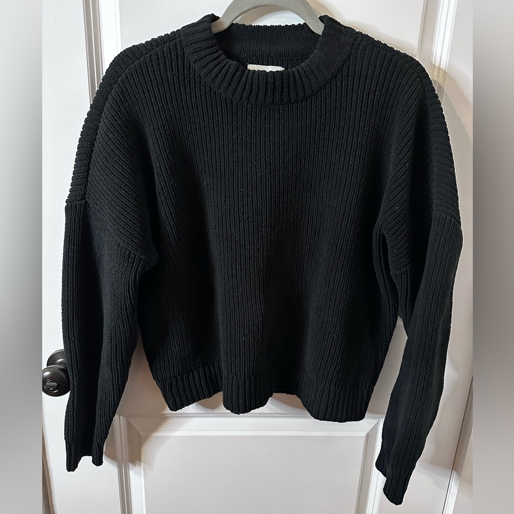 Abercrombie & Fitch Black Chenille Crew Sweater in Black